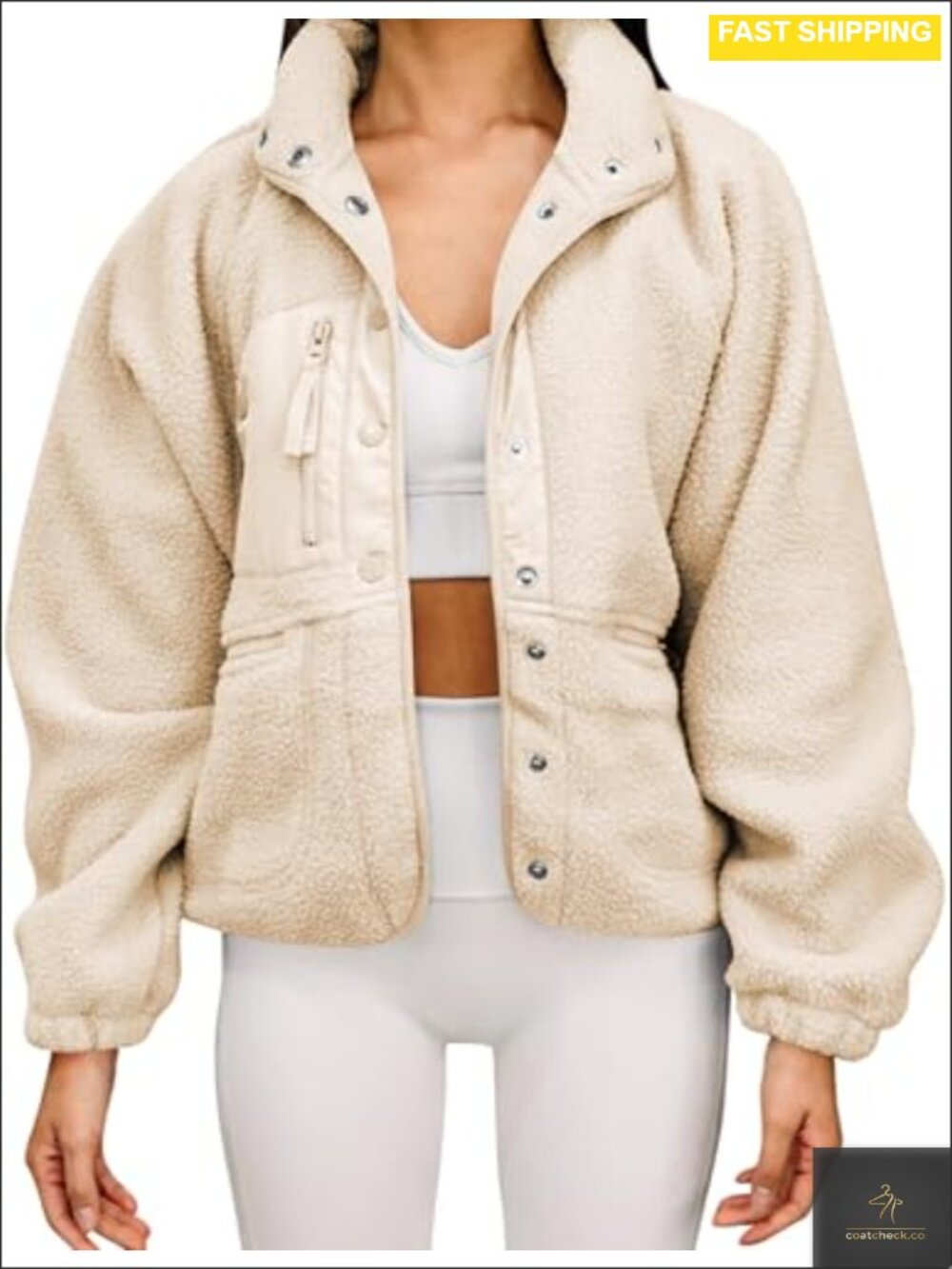 Womens Oversized Faux Fur Fleece Teddy Jacket Lapel Winter Coat